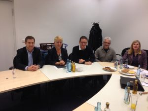 Von Links nach rechts: Karl Breer, Heidelberg, Dr. Birgit Reinemund, Mannheim, Dr. Alexander Eger, Bürgermeister St. Leon-Rot, Rudi Heger, Kreistagsfraktion Rhein-Neckar und Claudia Felden, Bürgermeisterin Leimen und Vorsitzende der Kreistagsfraktion Rhein-Neckar (Nicht zu sehen Dietrich Herold, stv. Vorsitzender der Kreistagsfraktion Rhein-Neckar)