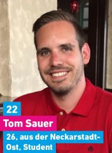 22. Tom Sauer, 26, aus der Neckarstadt-Ost, Student