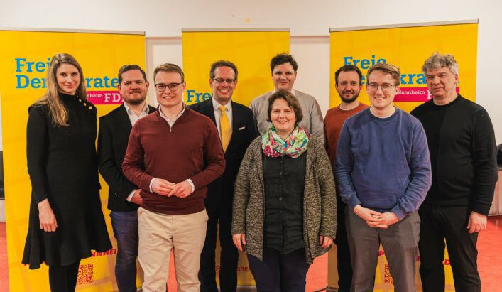 Der neue Kreisvorstand 2024, v.l.n.r. Dr. Julia Schilling, Rafael Kowollik, Luca Faigle, Konrad Stockmeier MdB, Nicole Roeseler, Johannes Schmidt, Michael Fürst, Gerrit von Zedlitz- Neukirch, Dr. Wolfgang Naumer, auf dem Foto fehlt Maria Kreutz